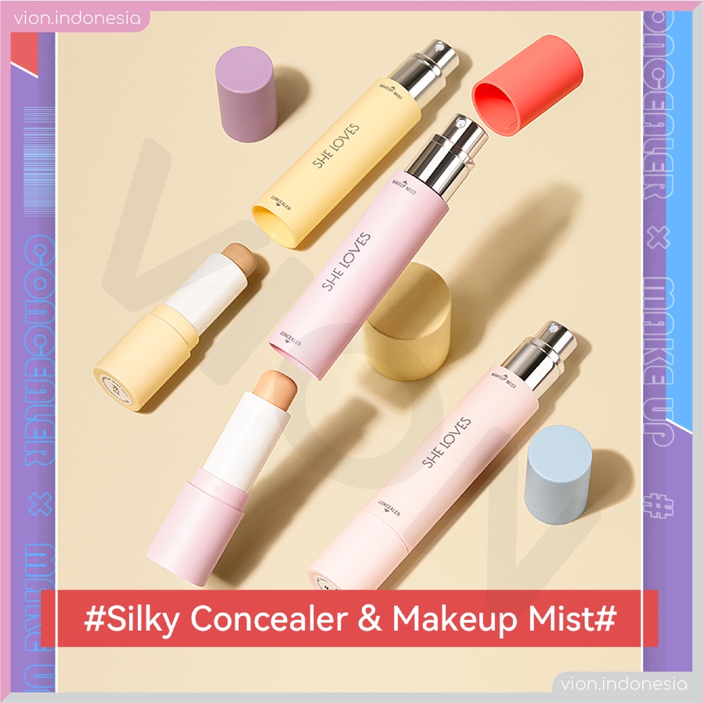 SHE LOVES Makeup Mist &amp; Concealer 2 in 1 Spray Long Last Silky Original Sheloves SL027