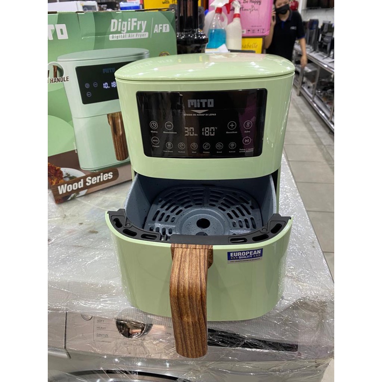 AIR FRYER MITO AF1 HIJAU MINT AF-1 / DIGIFRYER MITO 4 LITER AF-1 GREEN LOW WATT WOOD SERIES