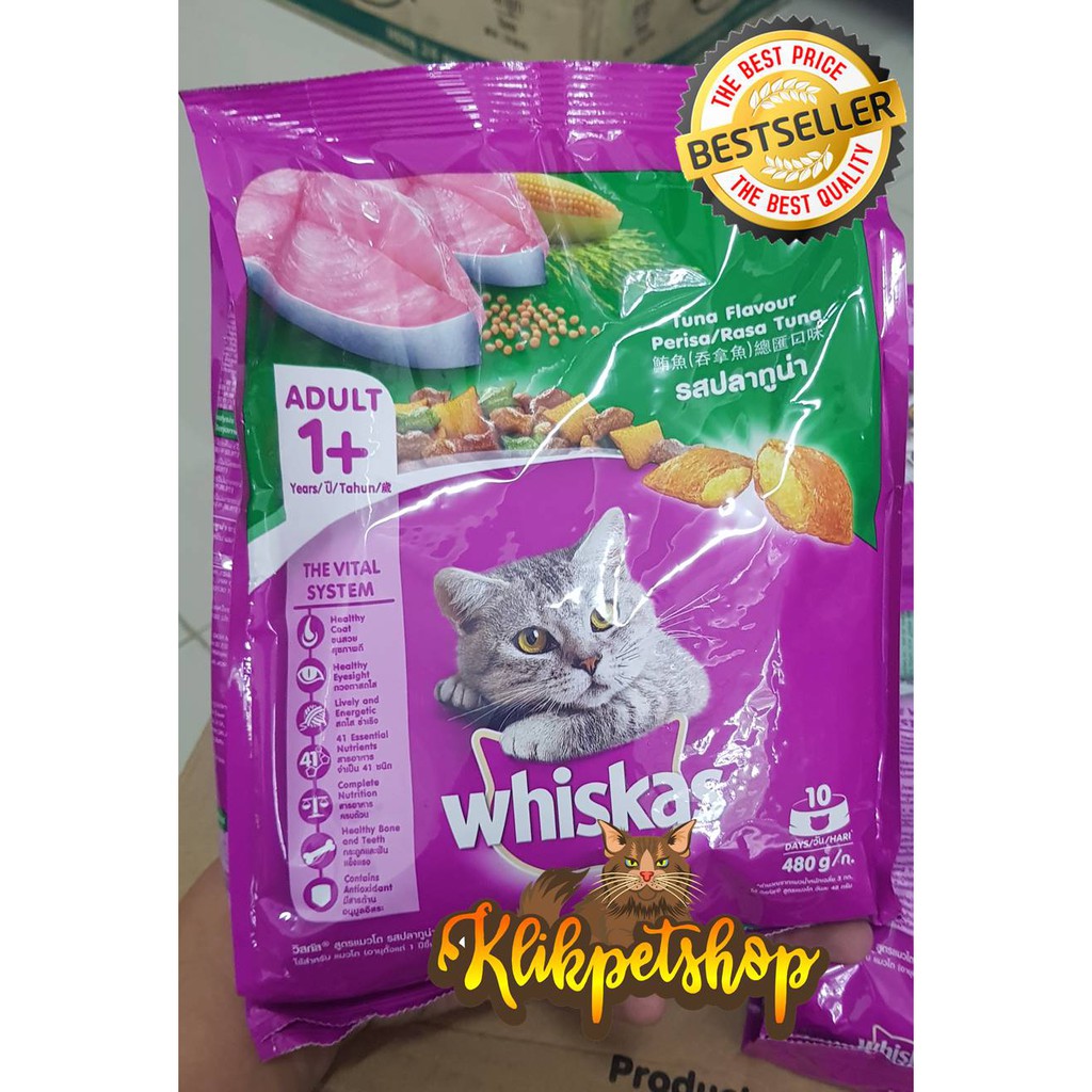 Makanan Kering Kucing Dewasa Whiskas 480 gram fresh pack