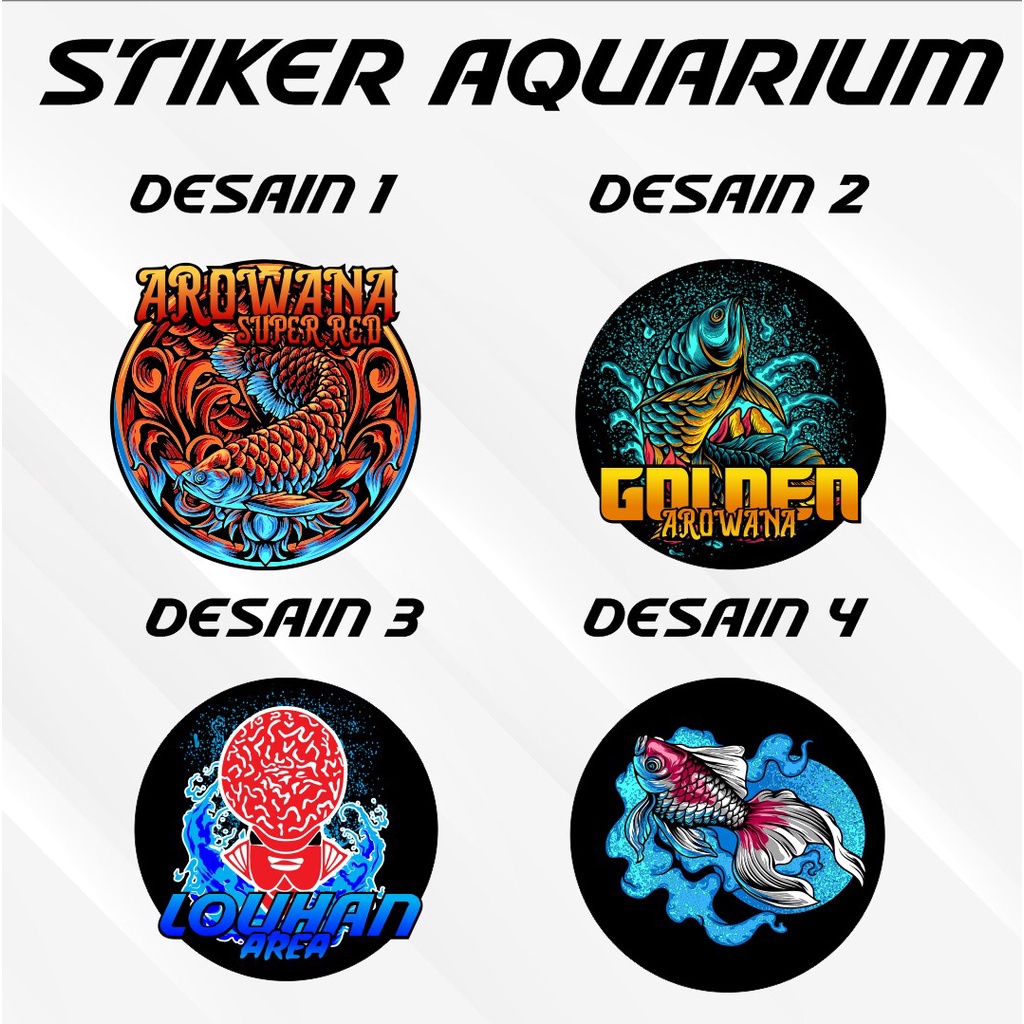 Stiker Aquarium Arowana Louhan Koki Stiker Awas Ikan Galak Waterproof V.2  Terlaris - Crtv