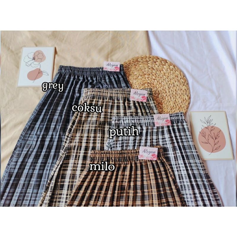 Rok Tartan Plisket Jumbo / Rok Plisket Korean Style / Rok Payung Wanita Jumbo