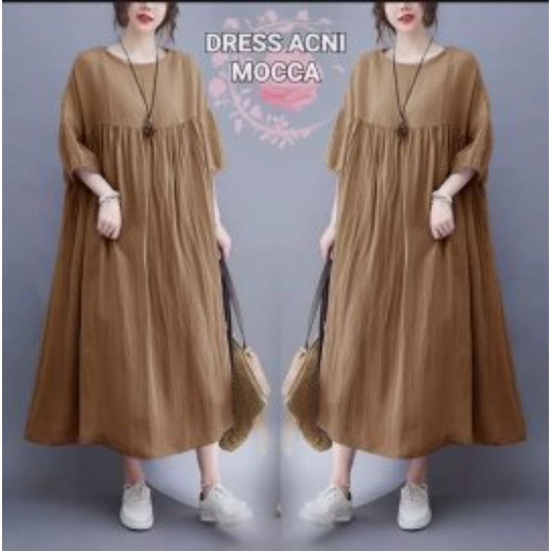 Dress Acni/ Dress Wanita Oversize/Dress Wanita Jumbo/Midi Dress Big Size