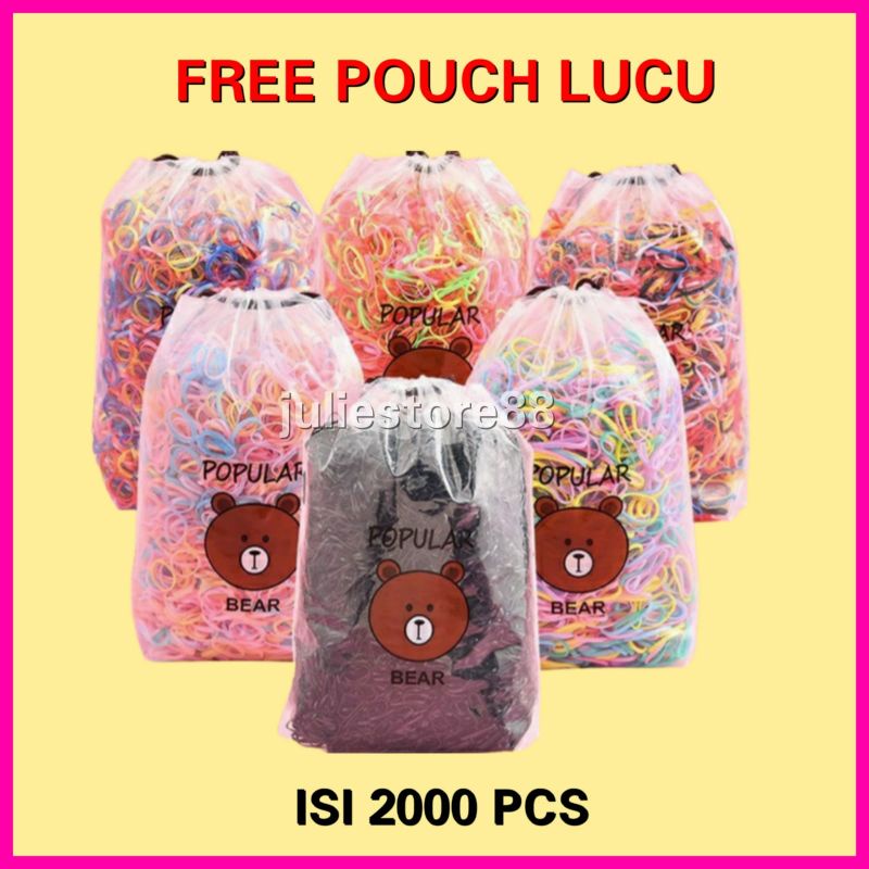 2000PCS KARET JEPANG FREE POUCH LUCU KARET RAMBUT