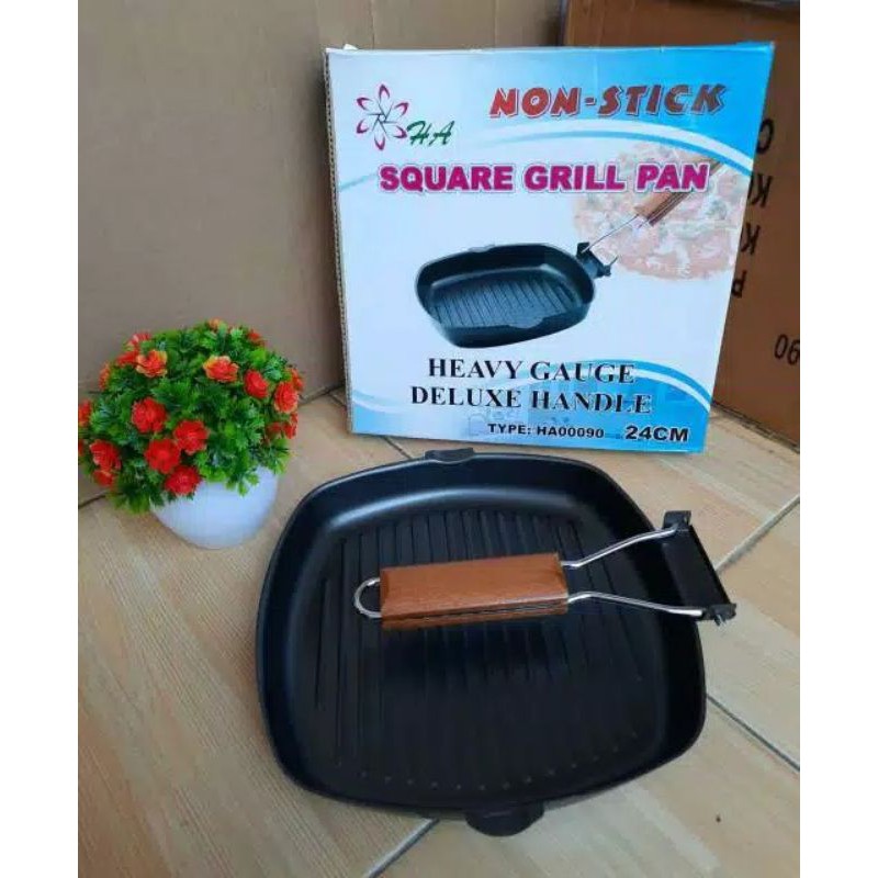 Square Grill Pan Lipat Anti Lengket / Grill Pan / anti lengket 20 cm
