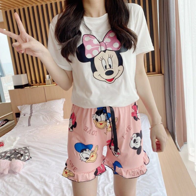 Set Baju Tidur Import / Setelan celana pendek wanita (HP104)