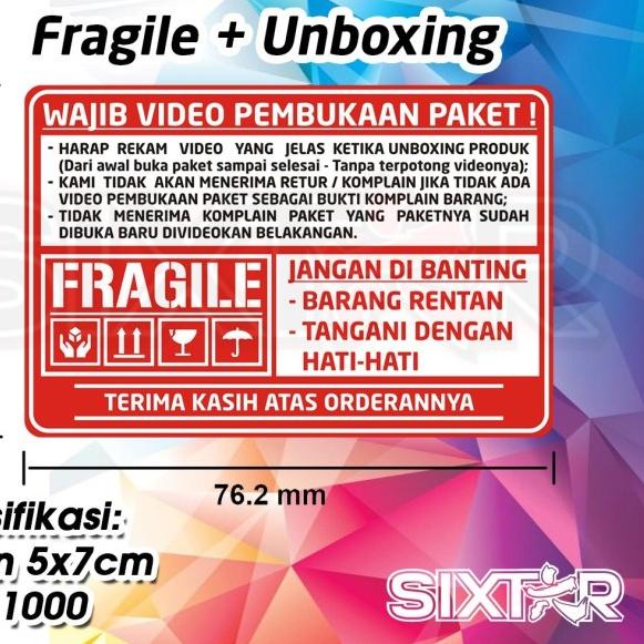 

♦ Stiker Fragile, Sticker Fragile, Fragile, Sticker 5x7cm isi 1000 label ←