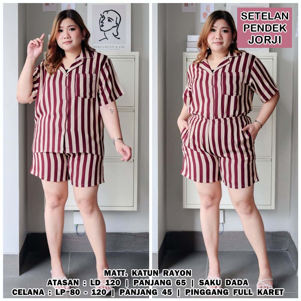 BIGCLO - (COD) Setelan Pendek Jumbo Atasan Dan Celana Wanita Bigsize