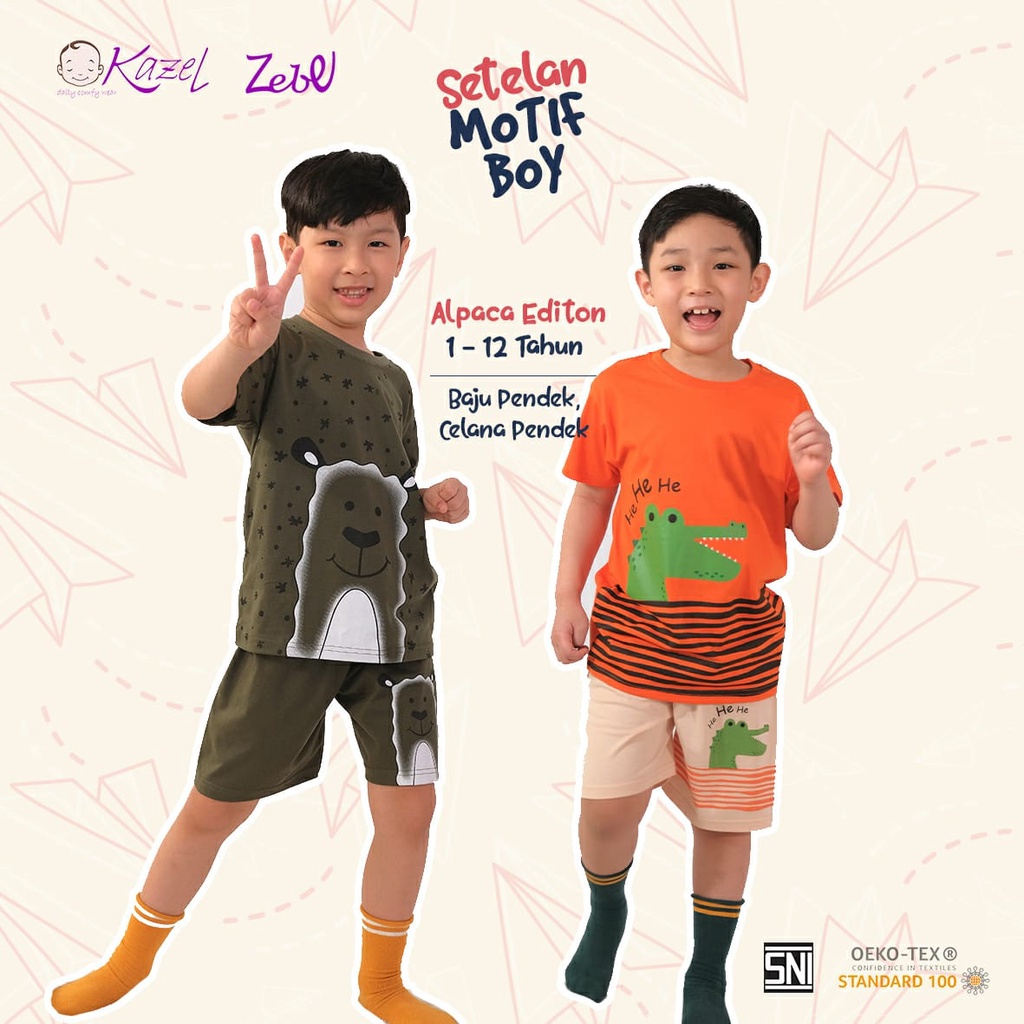 Kazel Setelan Pendek Celana Pendek Bayi &amp; Anak boy-girl / Stelean anak Motif NB/S/M/L/XL/XXL/7/8/9/10/11/12