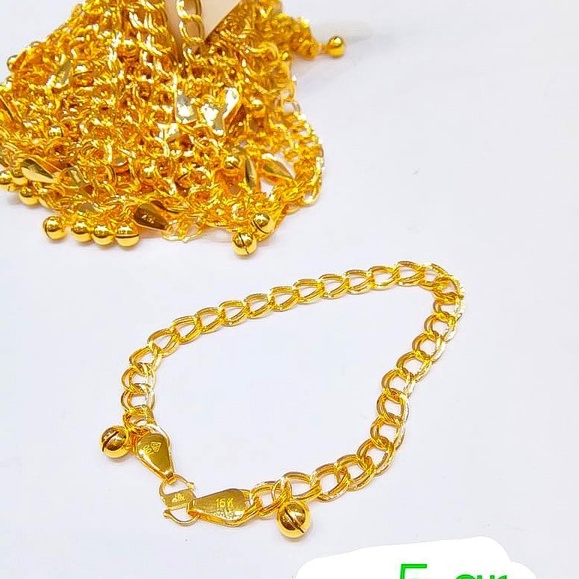 Gelang rantai tangan anak dan dewasa emas asli kadar 700 70% 16k model gosok papan seperti london 5 gram kuning UBS