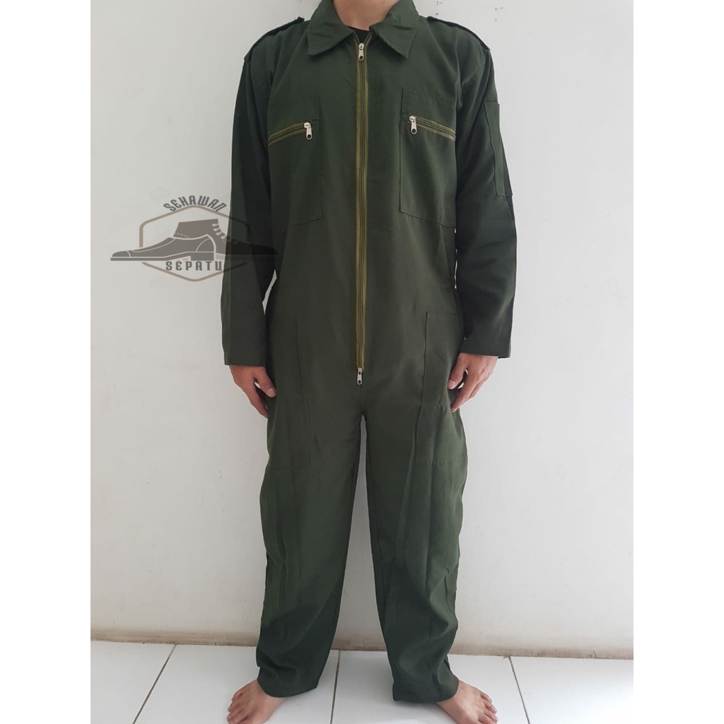 Wearpack Proyek Warna Hijau Army - Katelpak Safety - Baju Kerja Proyek - Baju Safety