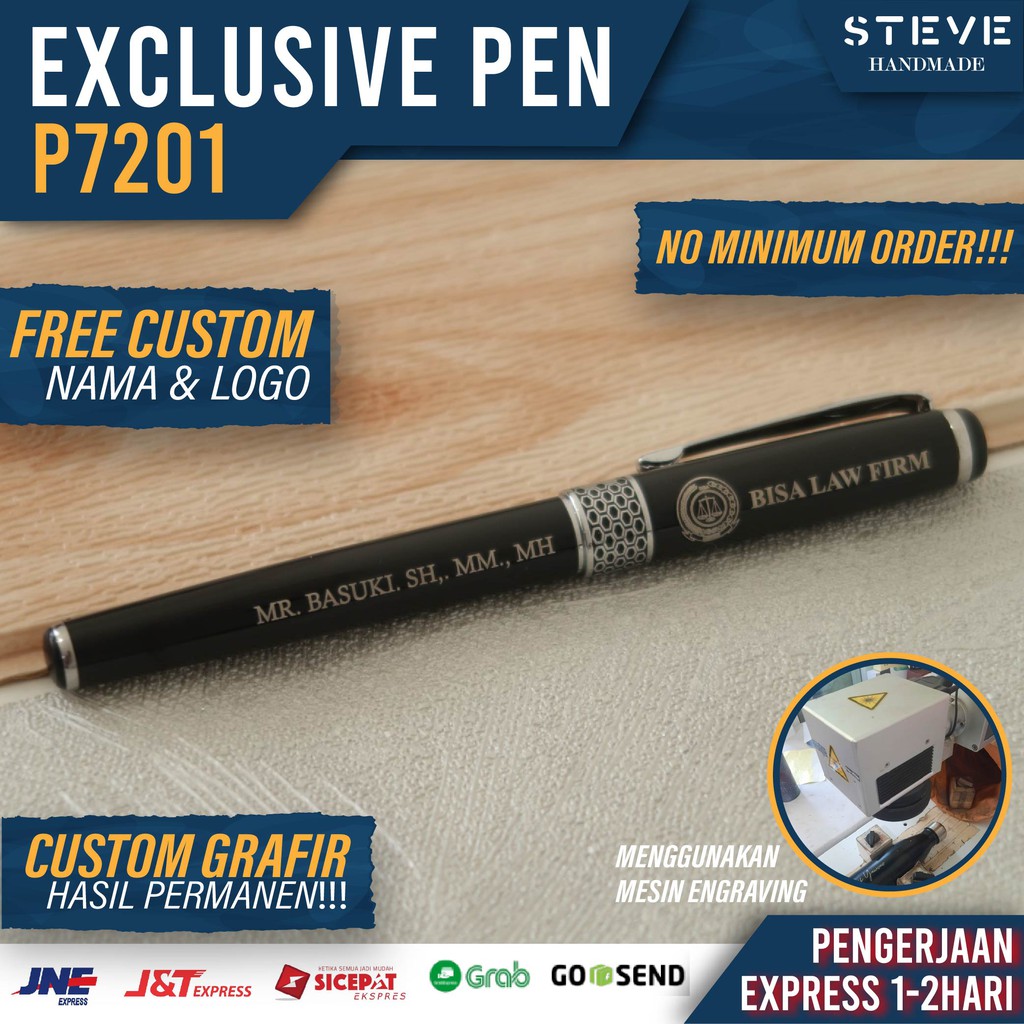 Pena Ballpoint Bolpen Bolpoin Pulpen Rollerball Pen Steve P7201 Custom Grafir Nama &amp; Logo