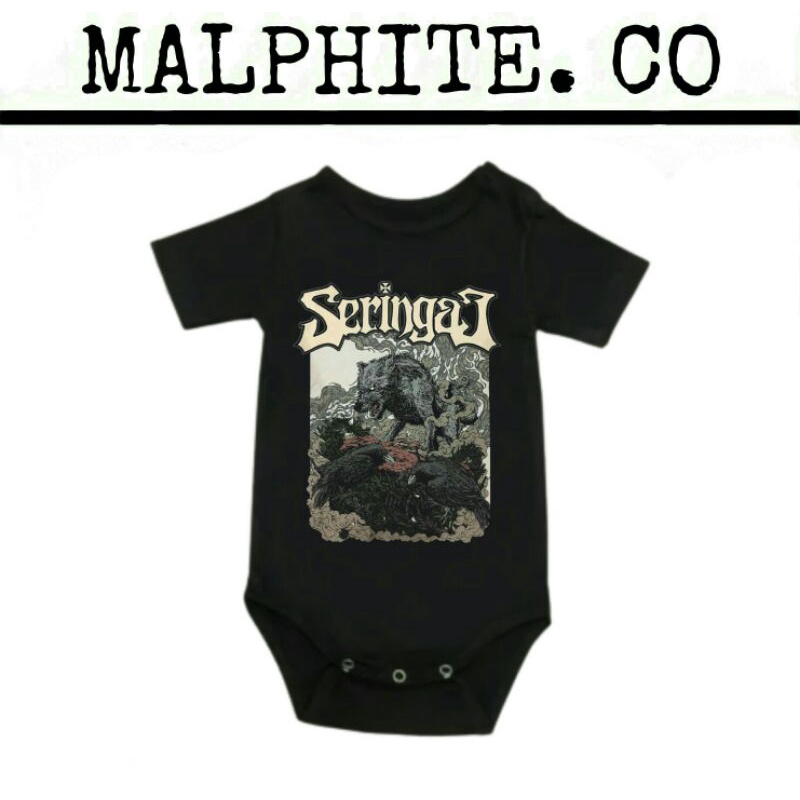 Kaos Baju Bayi Baby Jumper Kids Band Seringai Motif Lengan Pendek Jumpsuit Libby Velvet Junior Sleep