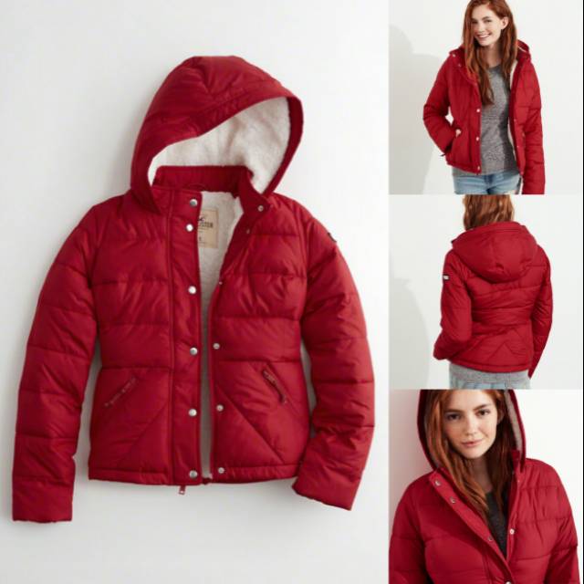 red puffer jacket hollister
