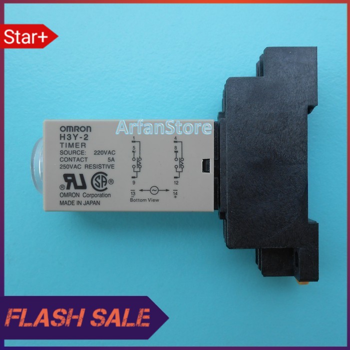 TDR 60 Menit Time Delay Relay Timer Penunda Waktu AC 220V H3Y 2 Omron
