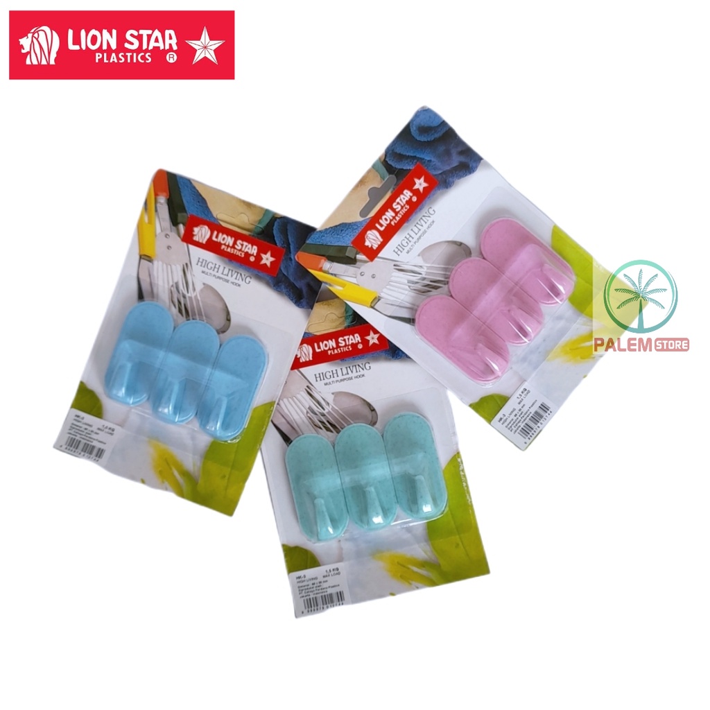 Multi Purpose Hook Gantungan Tempel Lionstar HK-3 Isi 3 Pcs | Gantungan Tempel Lionstar HK-2 Isi 5 Pcs