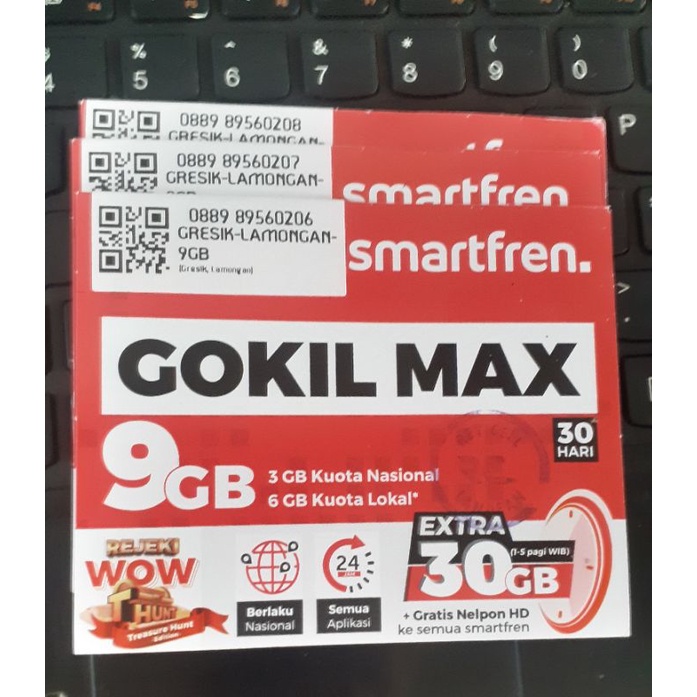 kartu perdana sp 9 gb smartfren 30 hari,gokil max (gresik,lamongan)