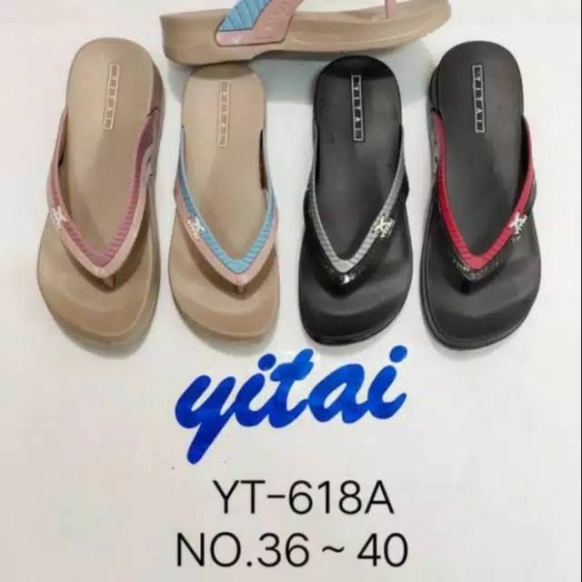 Sandal jepit YITAI wanita Sendal Karet Flat wedges cewek