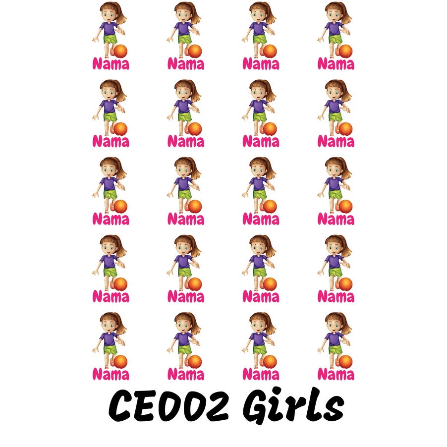 

Sticker Nama Cutting Label Waterproof Tahan Air Girls Sport 02 (CE002)