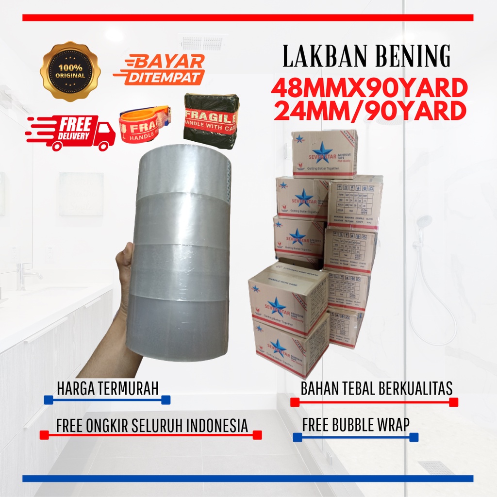 (1 DUS) LAKBAN Bening SOLASI 90 YARD TERMURAH 24 MM HARGA PERDUS ISI 144 Pcs