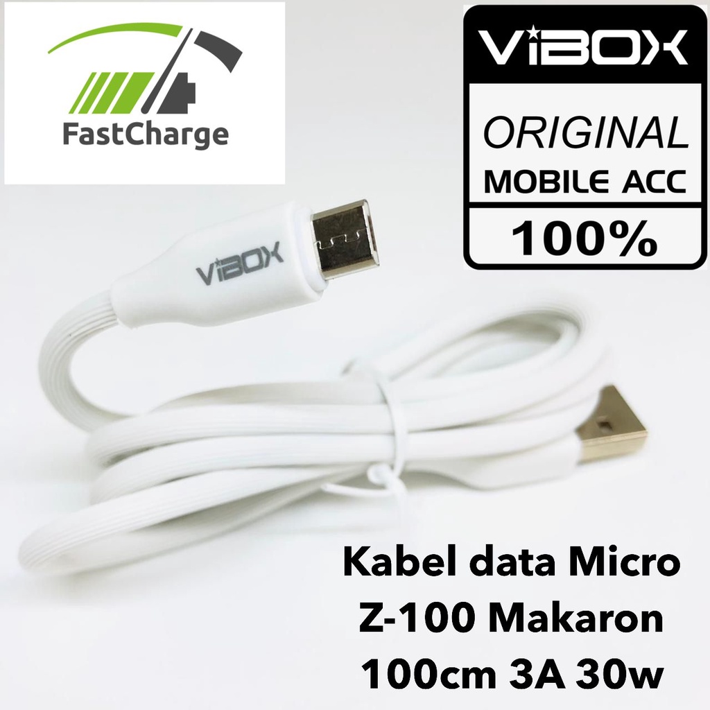 Kabel Data Vibox For Android Z100 MACARON A METER 3A 30W Kabel Charger Casan Vibox Micro dan Type-C