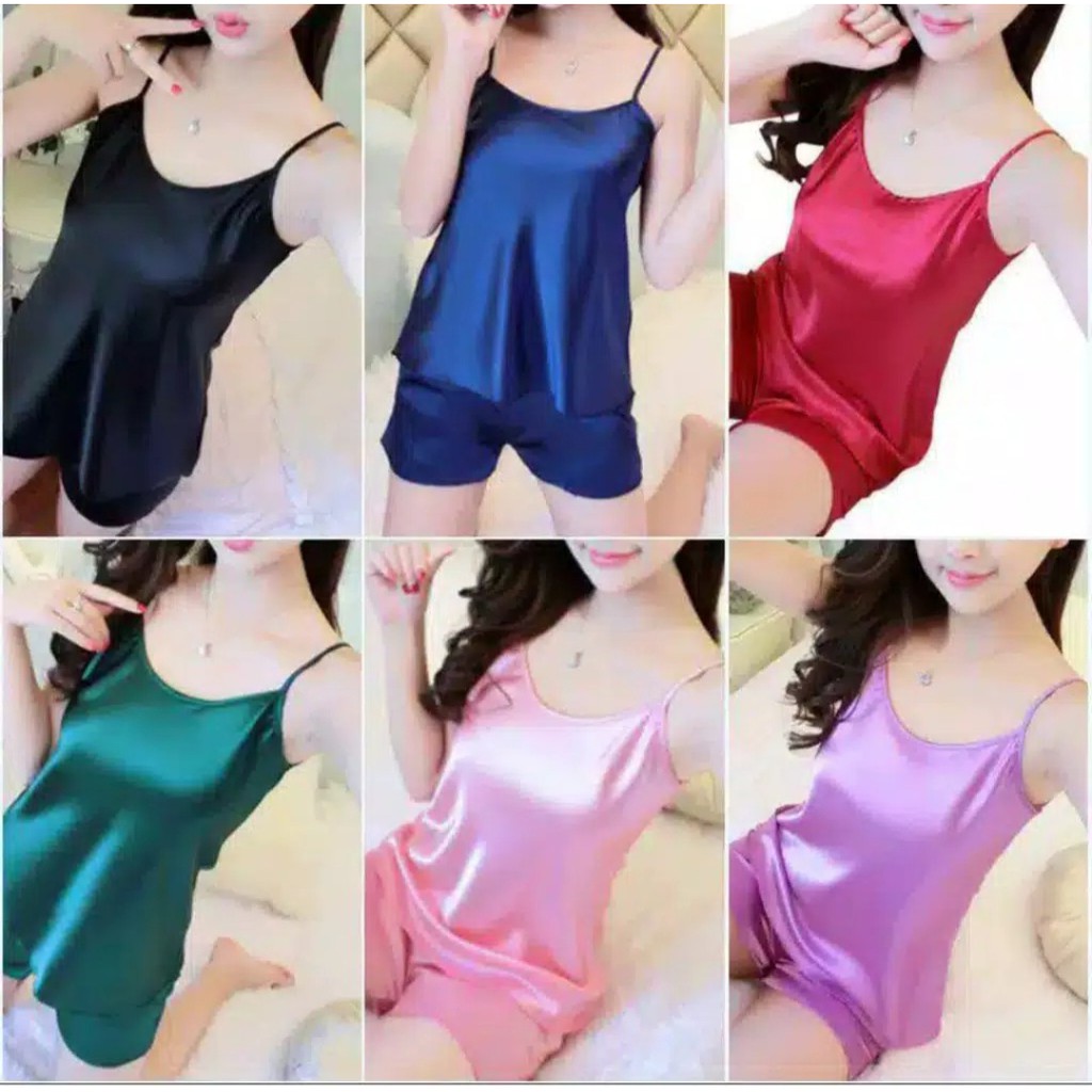 Set Setelan Tank Top Satin