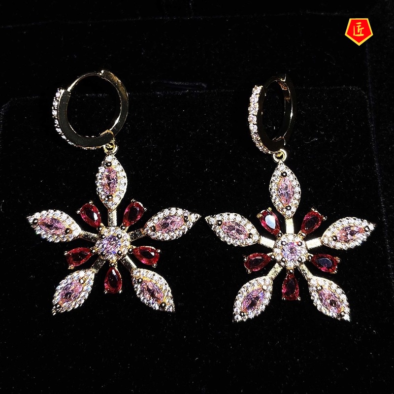 [Ready Stock]Fashion Creative Colored Gems Full Diamond Earrings