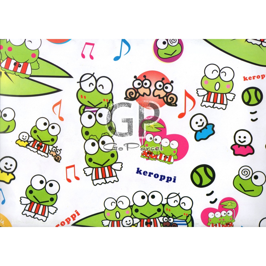 ( 5 Lembar ) KERTAS KADO SR GLOSY - GIFT WRAPPING PAPER KERO KERO KEROPI MY MELODY HELLOKITTY SANRIO PINK CUTE