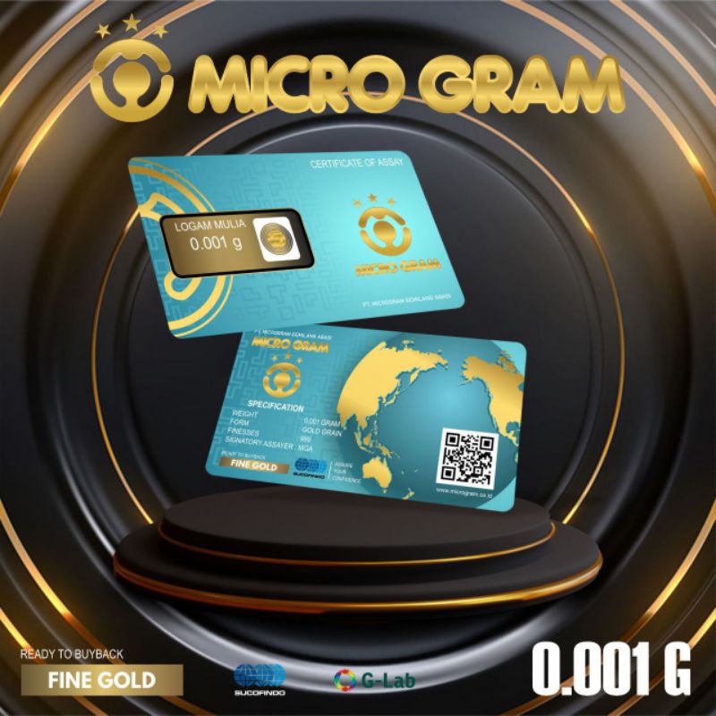 PROMO MICROGRAM 10 PCS EMAS MINI 0.001 GRAM LOGAM MULIA 24 KARAT DIJAMIN ASLI ORIGINAL