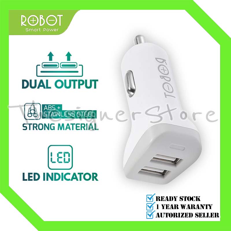 ROBOT RT-C06 Car Charger Colokan Mobil 2 Port USB Garansi Resmi 1 Tahun