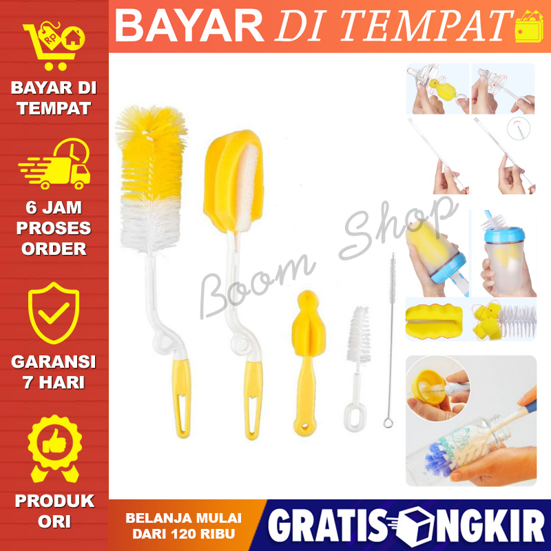 5PCS Set Sikat Botol Susu Bayi Pembersih Dot Botol MOONBABY Set Peralatan Pembersih Dot Bayi 5 PCS