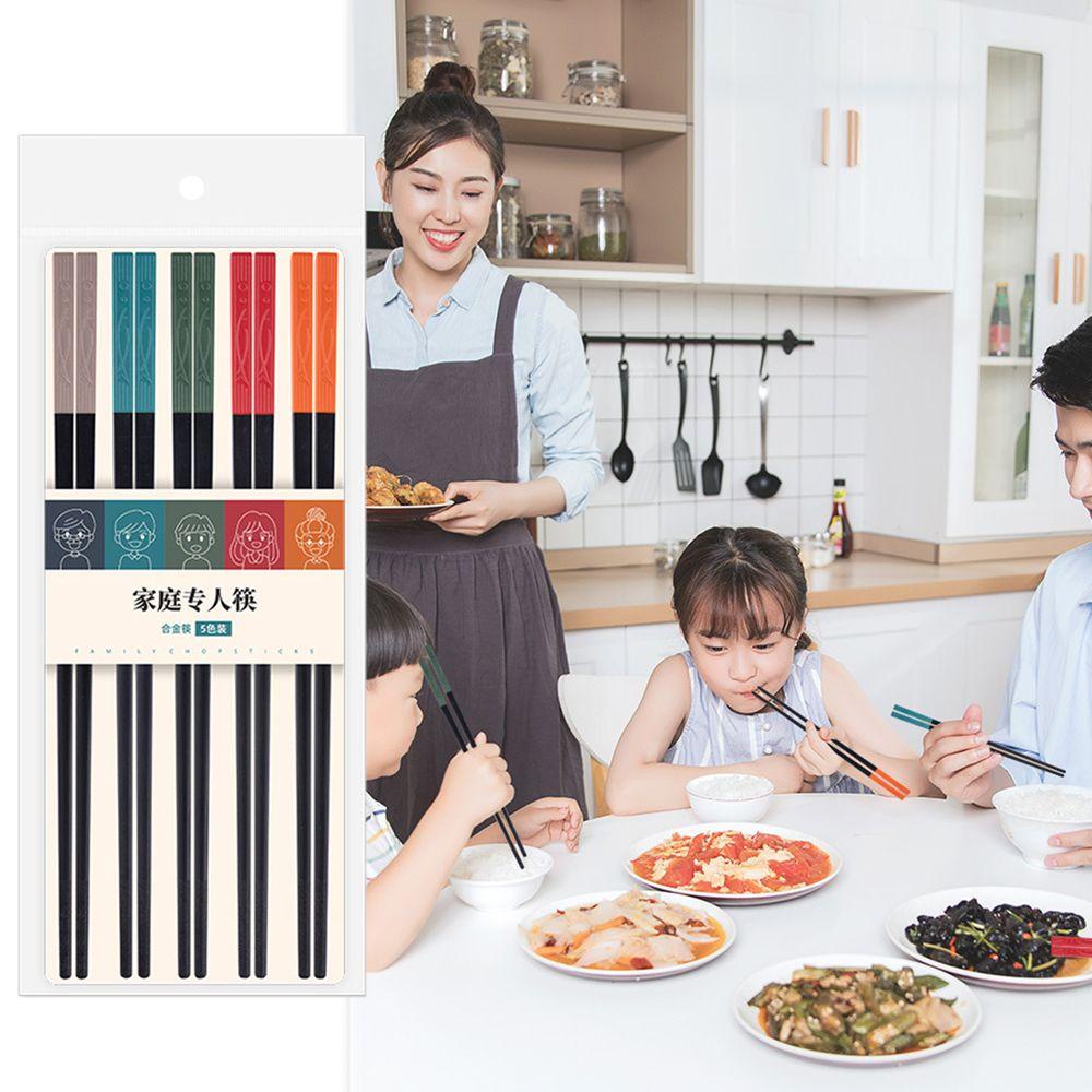 Solighter 5pasang Sumpit China Tahan Suhu Tinggi Sumpit Makanan Sushi Set Peralatan Makan Reusable