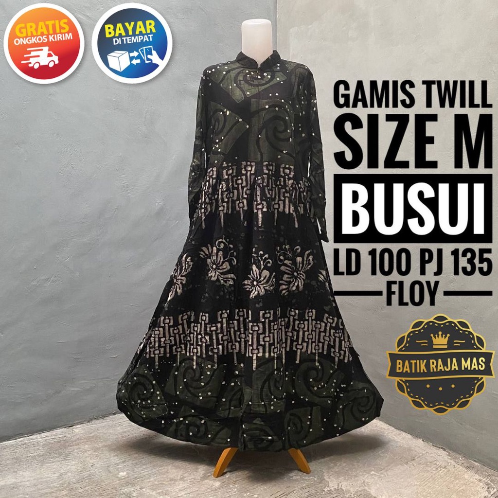 Gamis Wanita Dewasa Kekinian Ibu Ibu Syari Raya Lebaran Motif Batik Abstrak Busui Friendly Resleting