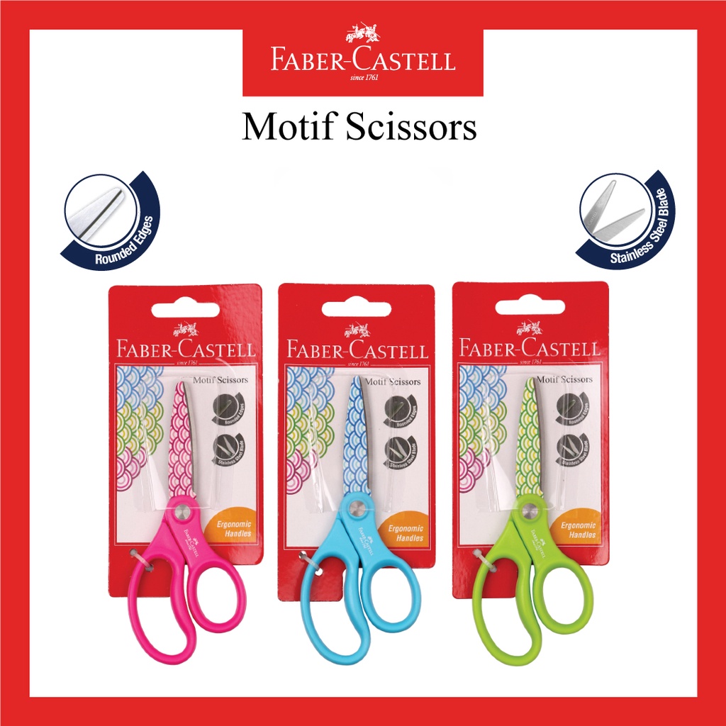 

Gunting Motif Scissor Faber Castell / Stainless Steel 3 Warna / Motif Scissors