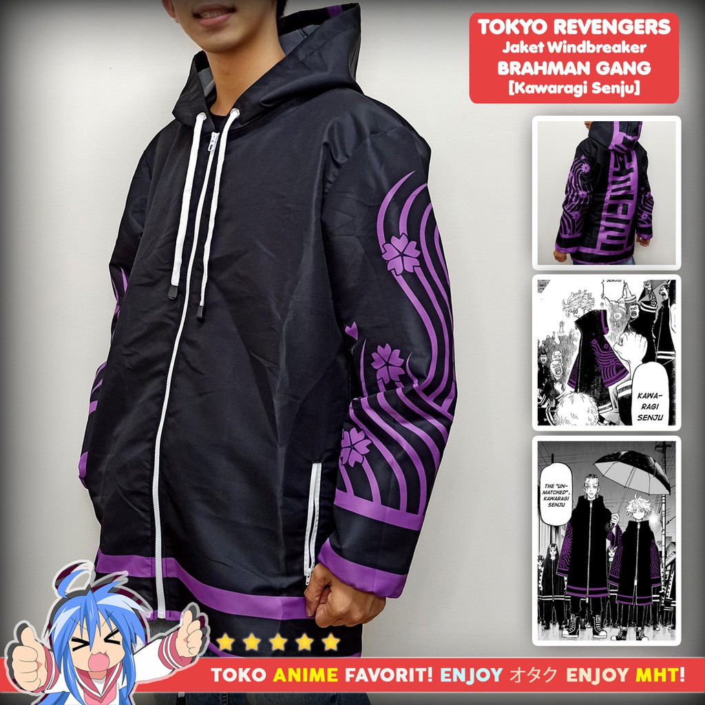 Jaket Anime Full Print Windbreaker Tokyo Revengers Brahman Gang Senju Kawaragi Waterproof