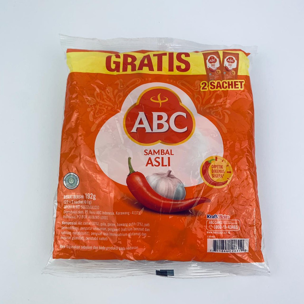 Jual Abc Saos Sambal Extra Pedas Sachet 8gram X 20 Pcs Saus Sambal