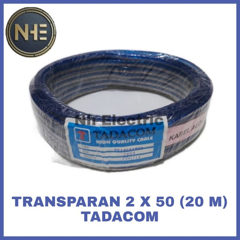 Kabel Listrik Transparan 2x50 20 Meter Tadacom - Kabel Trans Audio Serabut 2x50 20M Tadacom