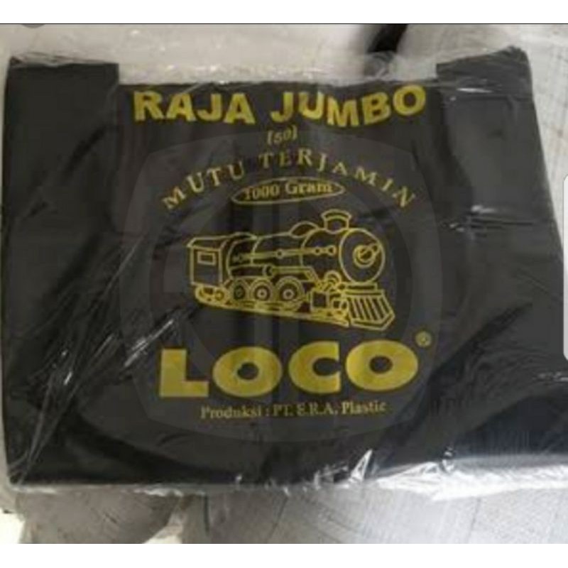 Kantong plastik hitam tebal merk LOCO ukuran 35cm, 40cm dan 50cm / kantong tenteng hitam tebal LOCO