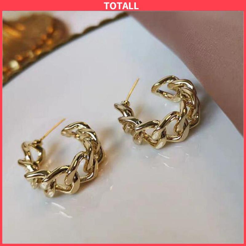 COD Anting-Anting Retro Fashion Logam Berongga Rantai Stud Earrings Premium Sense Earring-Totall