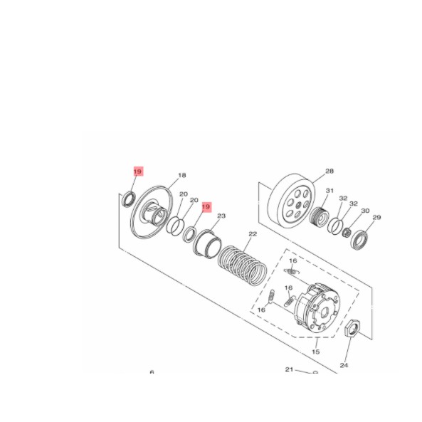 seal felt puly pully secondary cvt xeon rc gt aerox 125 ori YGP 1LB-E7465-00