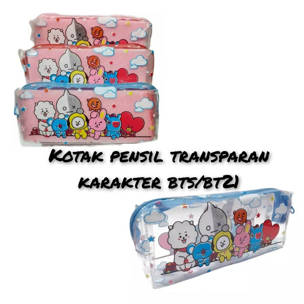 

AS888 - KOTAK PENSIL RESLETING TRANSPARAN KARAKTER KARTUN / POUCH / TEMPAT PENSIL. MURAH
