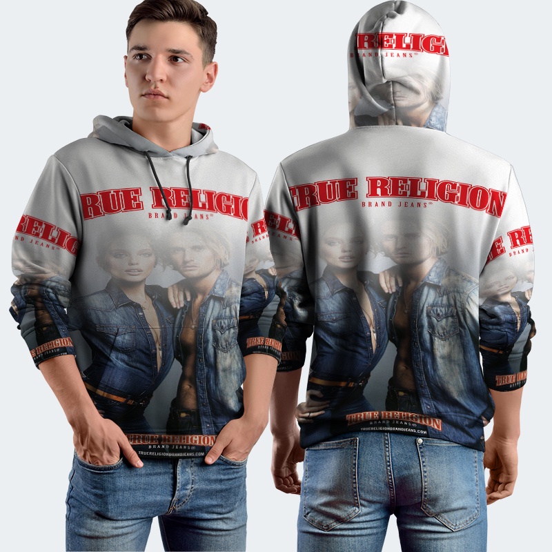 Jaket Hoodie Fullprint True Religion Art Bahan Polyester Jersey