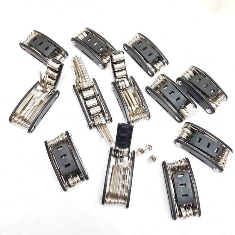 Obeng Pocket /  16 in1 Pocket Tools set Stainless s1 / Kunci Set Obeng Lipat 16 in 1 Kunci Shock Skuter Motor Sepeda kunci L/Alat reparasi sepeda SerbaGuna 16 in 1 multifungsi Repair tools Obeng kunci L lengkap Stainless