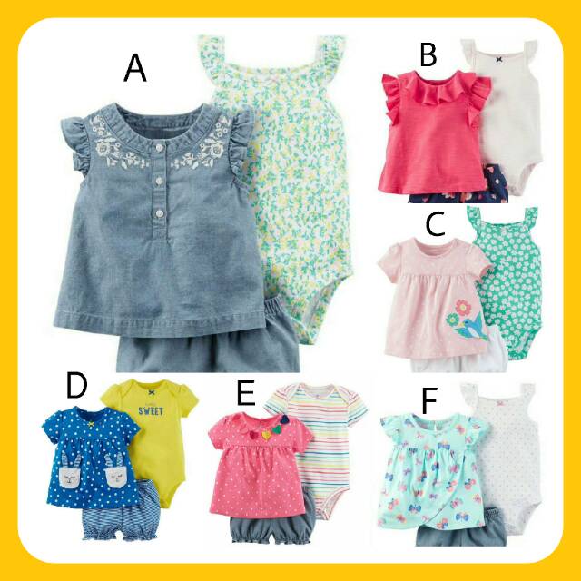 SETELAN JUMPER CARTER'S / CARTERS / CARTER 3IN1 (JUMPER+KAOS+CELANA) MOTIF ANAK PEREMPUAN/BABY GIRL