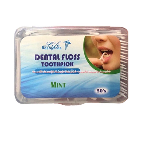 Life Resources 50pcs Dental Floss Toothpick Waxed Mint Century Value Tusuk Gigi Plastik Dan Benang Gigi