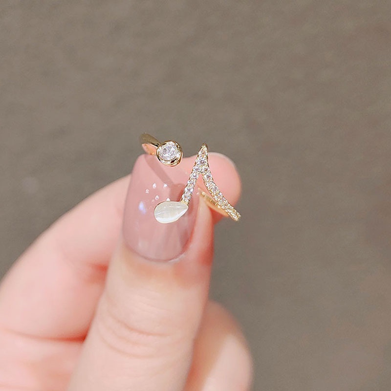 Cincin Jari Telunjuk Model Terbuka Dapat Disesuaikan Desain Mata Kucing Imitasi Gaya Jepang