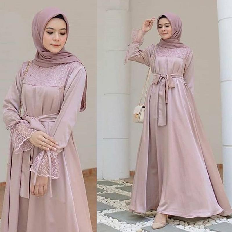Baju Gamis Remaja Terbaru Wanita Polos Premium Kekinian Wanita Elegan Casual Mocca Murah Berkualitas