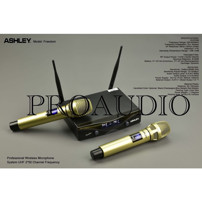 Mic wirelees ashley freedom original Ashley original garansi 1 tahun