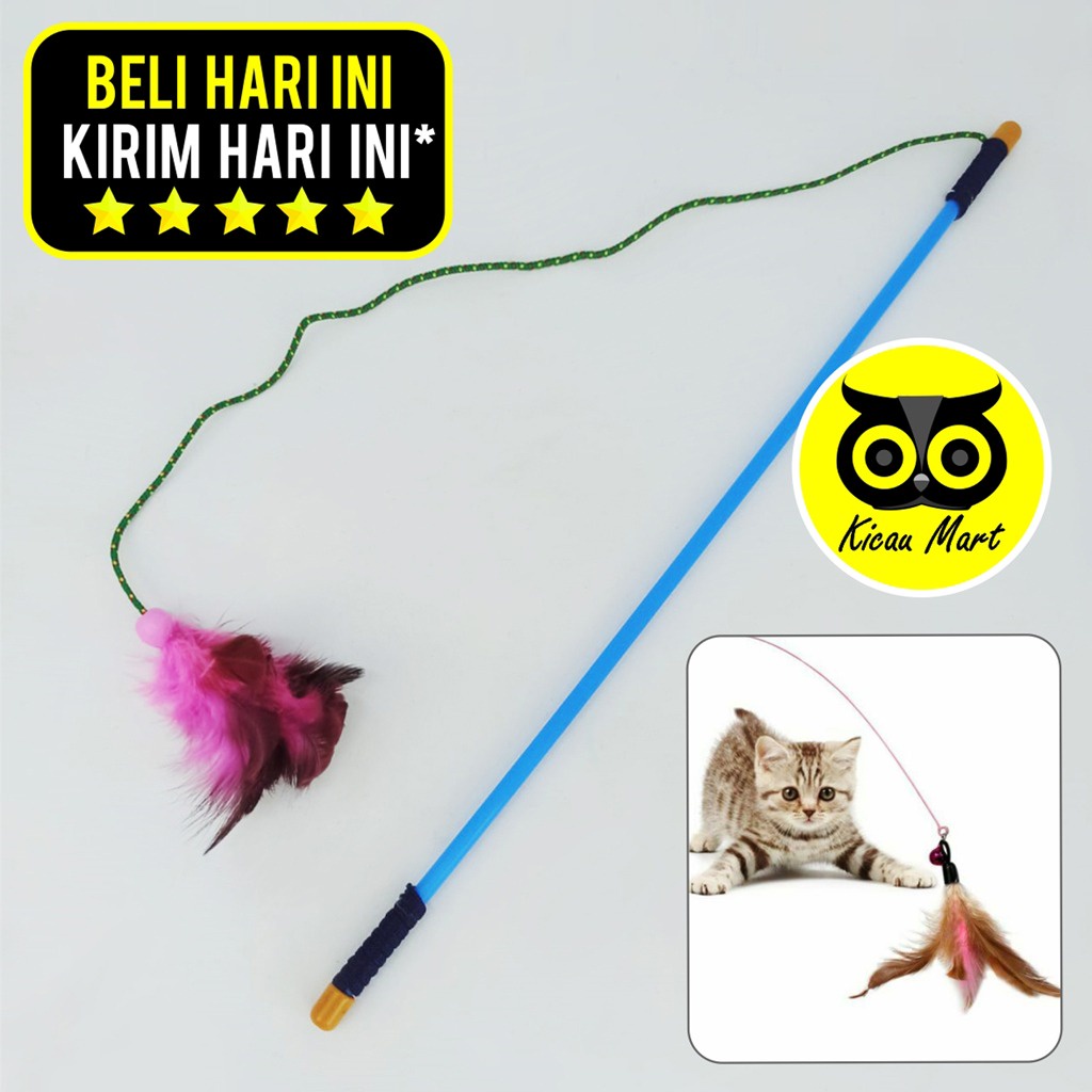 TONGKAT MAINAN KUCING KITTEN TALI BULU ROPE STIK MAINAN LATIH KUCING ANJING  JINAK LINCAH TONGKAT BULU STIK FIBER MAINAN KUCING STICK TOYS CAT TONGKAT TEASER LONCENG CTPJ