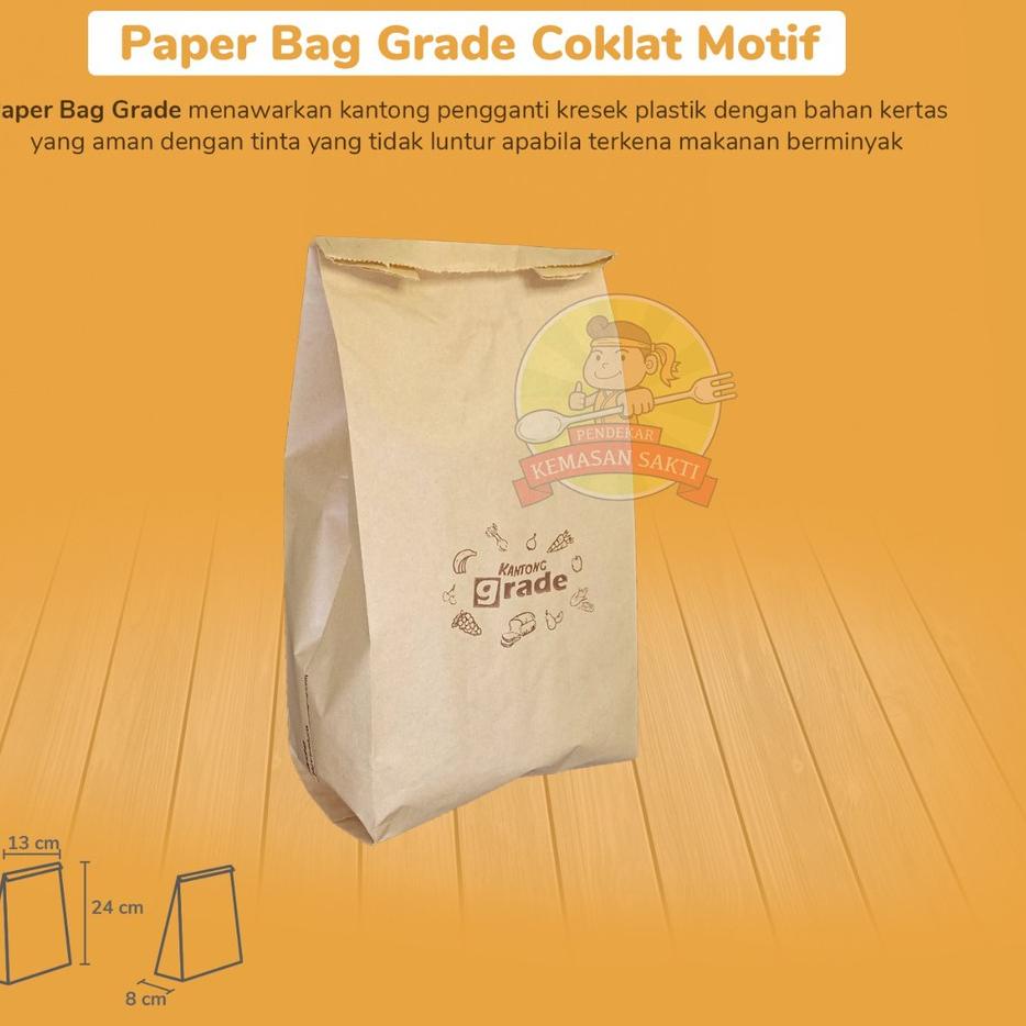 

[KODE JRTZD] (Isi 100) Paper Bag 13x8x24 Coklat Motif Polos / Kantong Kertas Coklat Motif Polos