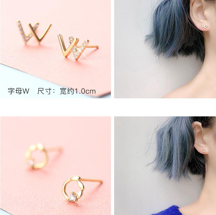 Anting Stud Mini Warna Emas Bahan 925 Silver Gaya Korea Untuk Wanita